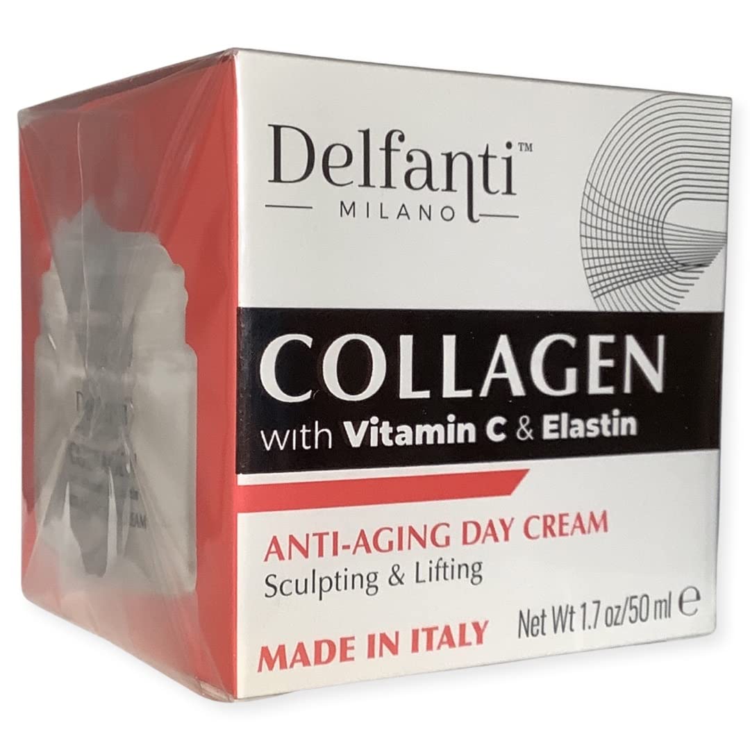 Delfanti-Milano • COLLAGEN with VITAMIN C & ELASTIN • Sculpting & Lifting • Anti-Aging Day Cream • Face and Neck Moisturizer • Made in Italy