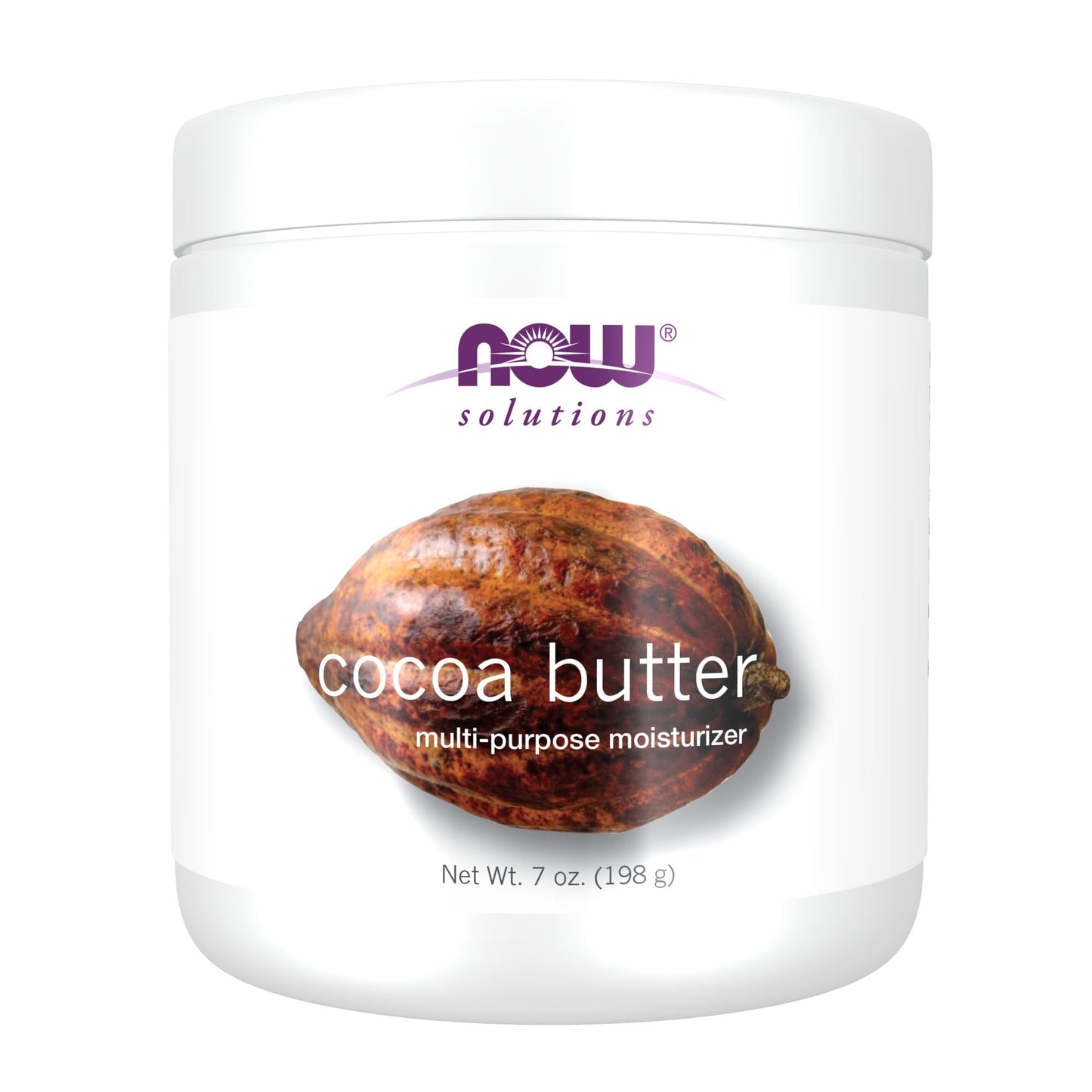 NOW Foods Solutions, Cocoa Butter, Multi-Purpose Skin Moisturizer, Natural Moisture for the Whole Body, 7-Ounce