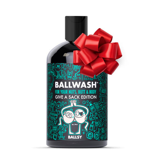 Ballsy Give-A-Sack Charcoal Body Wash for Men - 16 Oz with Pump, Mint & Mandarin - Moisturizing Men's Bodywash with Coconut Oil