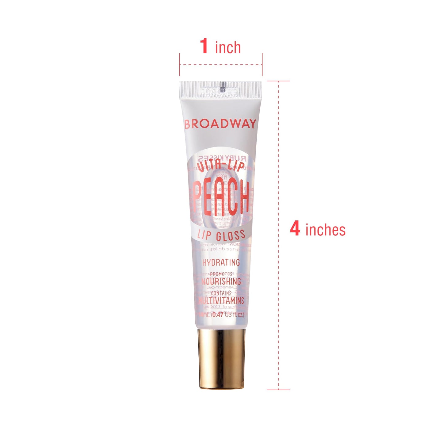 Ruby Kisses Broadway Vita-Lip Clear Lip Gloss (Peach 6 Pack), Ultra-Hydrating & Soothing Formula with Vitamin Oils, High-Shine Non-Sticky Finish