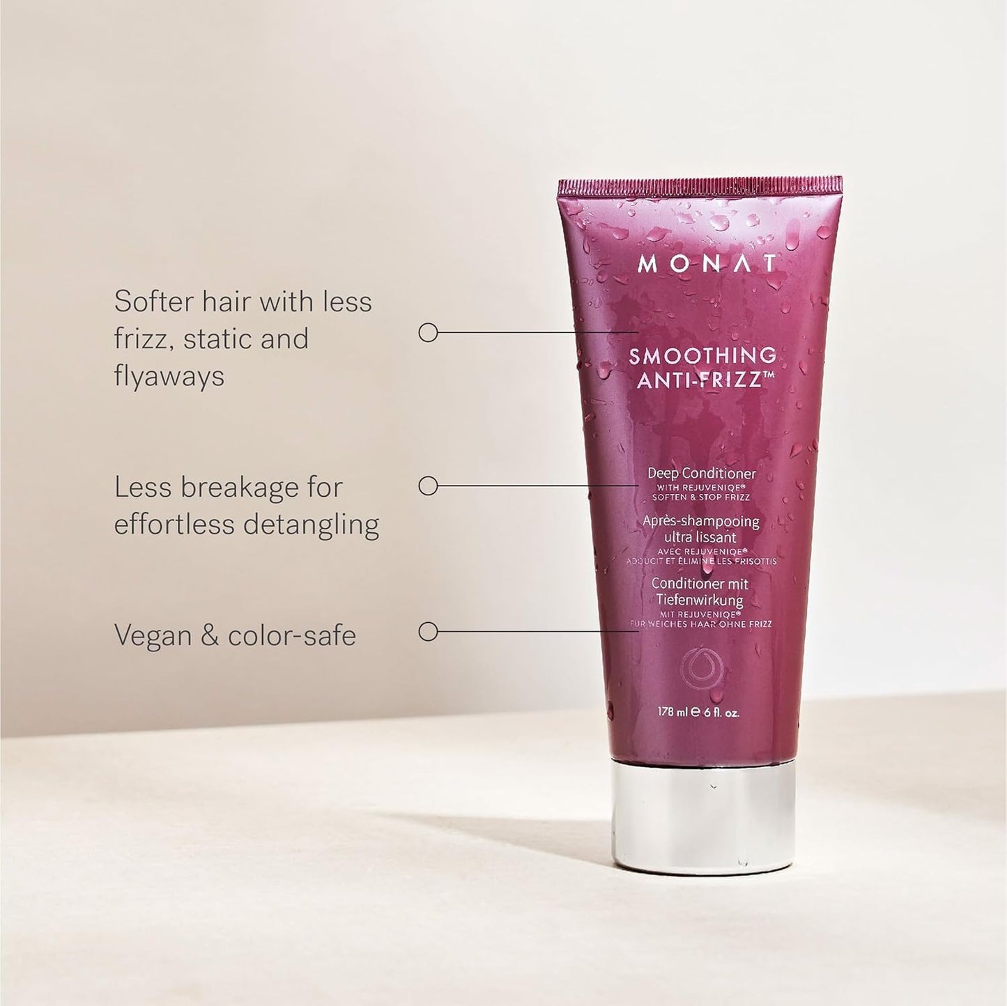 MONAT Smoothing Anti Frizz Shampoo, Deep Intensive Treatment & Blow Out Cream - Frizzy Hair Care Pack - Vegan, Natural, Heat Damage Protection