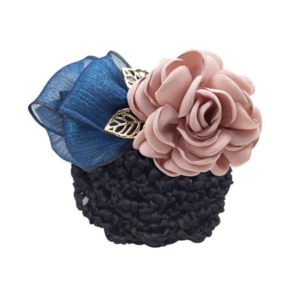 Women Hair Bun Cover Net Snood Hairnet Bowknot Decor Barrette Hair Clip Bow Ribbon Flower Hair Accessories For Stewardess Banks Hotels Restaurant