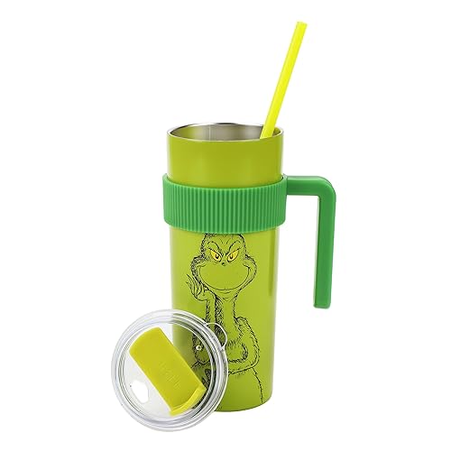 Bioworld The Grinch Character & Logo Green 20 Oz Stainless Steel Water Bottle