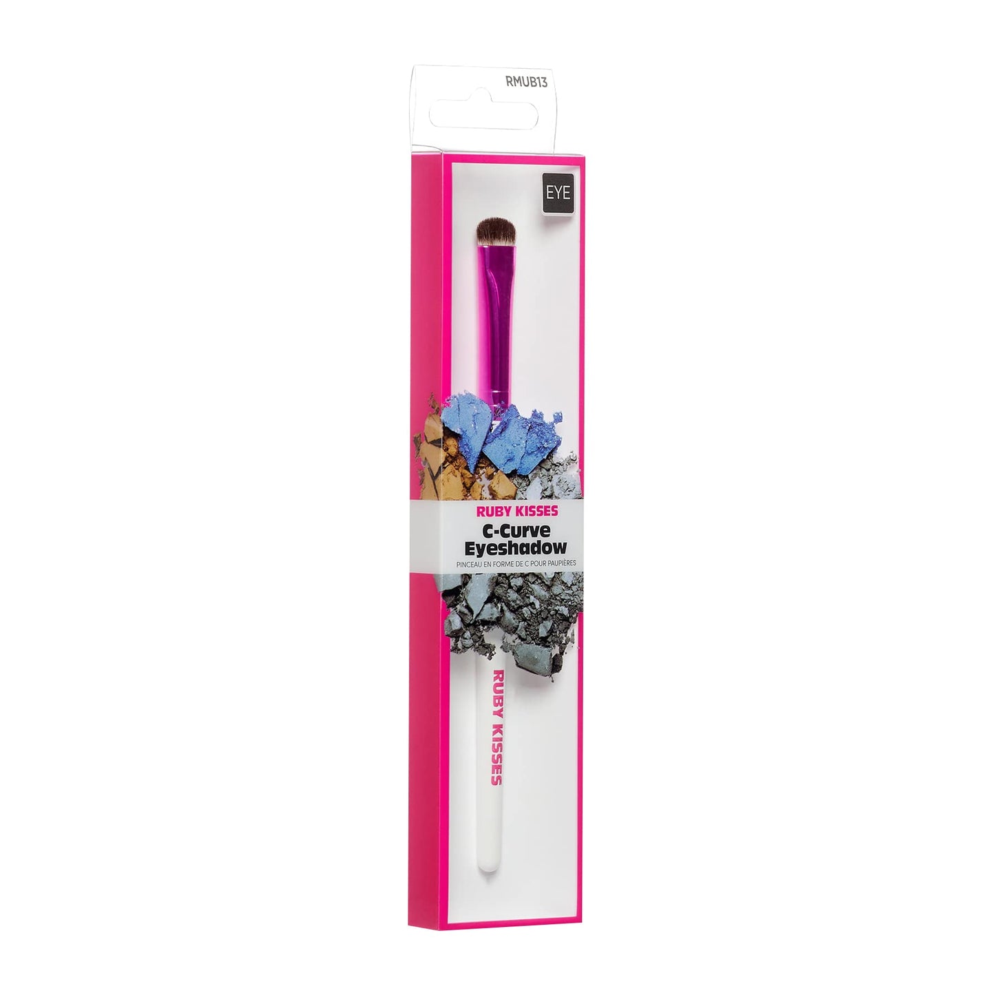 KISS Ruby Kisses Premium C Curve Eyeshadow Cosmetic Brush, Professional Quality Cruelty Free Make-Up Tool with Soft 100% Synthetic Bristles