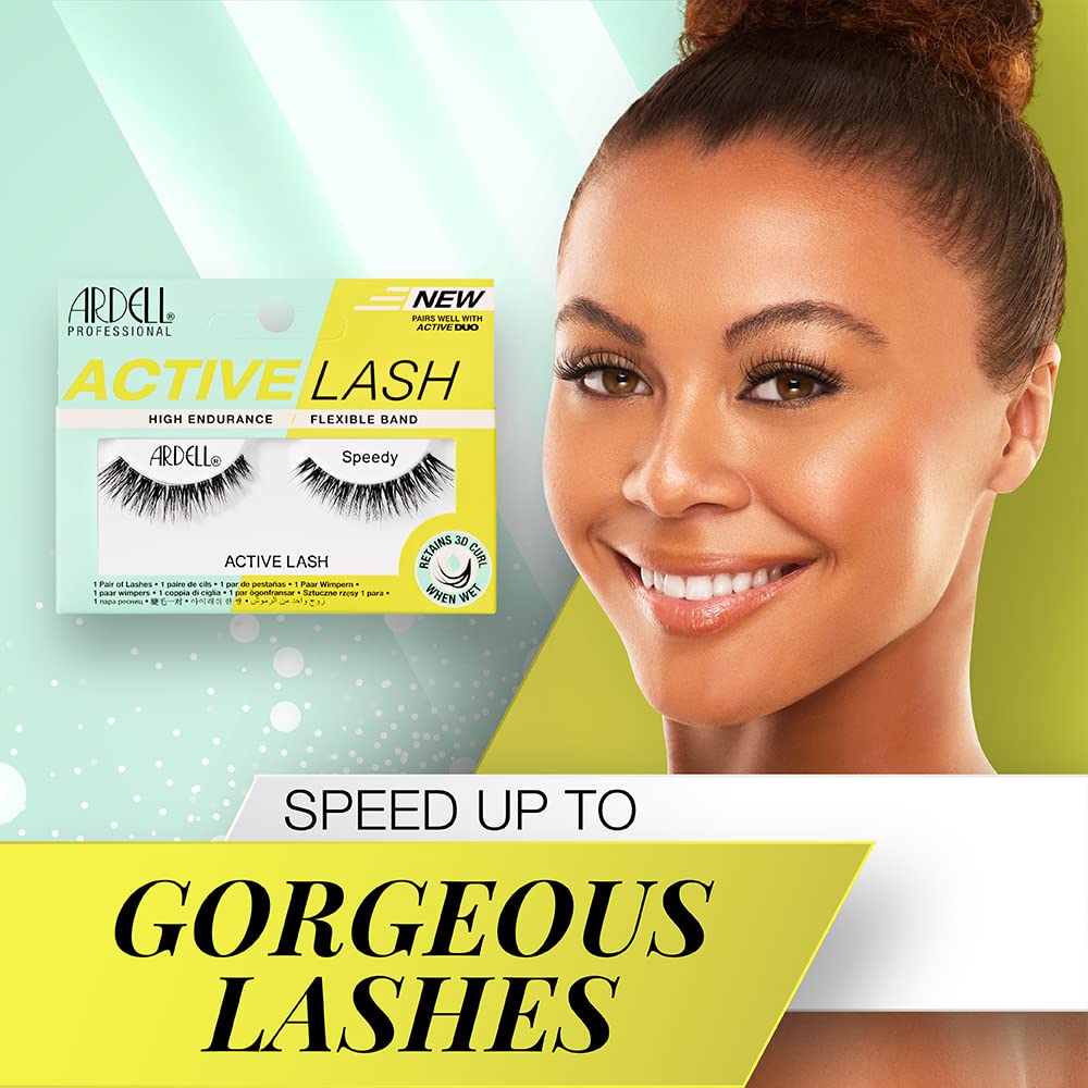 Ardell Active Lashes Speedy - Long-Lasting False Eyelashes, Sweat-Resistant, Natural Look Lashes for Active Wear