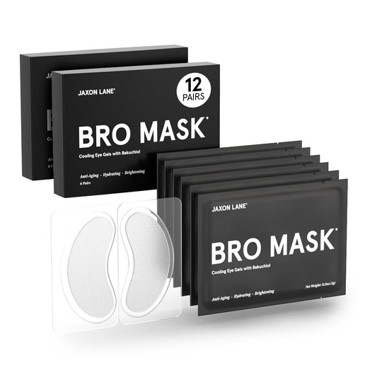 JAXON LANE BRO MASK Under Eye Patches for Men - Cooling Eye Patches for Dark Circles and Puffiness with Caffeine, Niacinamide, Hyaluronic Acid (2 x 6
