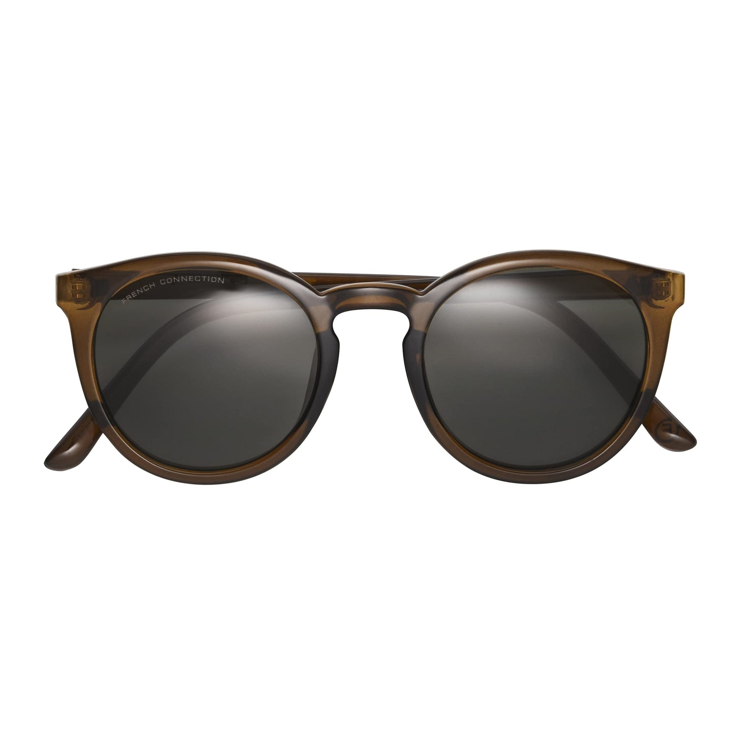 French Connection Freya Round Cat Eye Sunglasses For Women, Crystal Olive, 51mm Lens Width