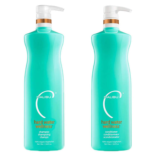 Malibu C Hard Water Wellness Shampoo and Conditioner Duo - Hydrating Hair Care for Shine & Manageability - Protects from Waterborne Elements That