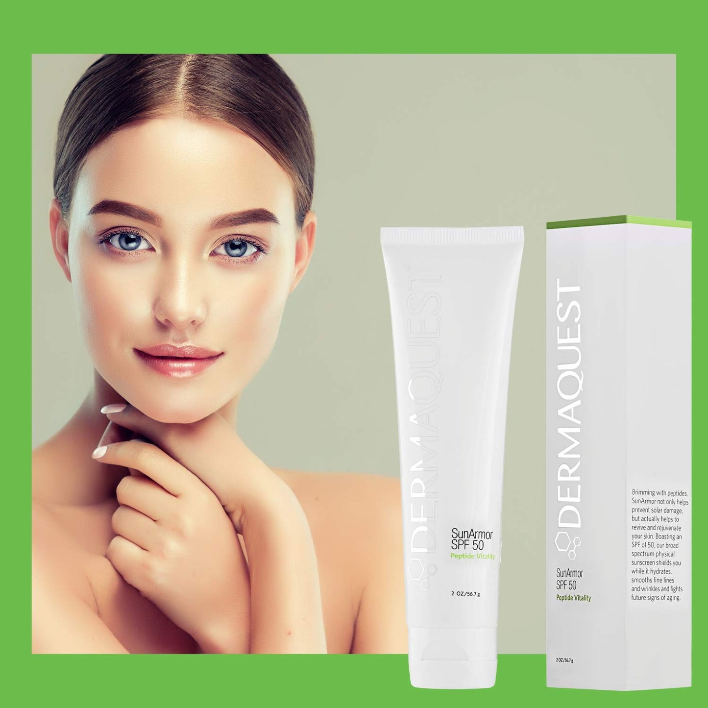 DermaQuest Peptide Vitality SunArmor Sunscreen SPF 50 - Anti Aging Titanium Dioxide & Zinc Oxide Sunscreen Moisturizer Lotion for Dry Skin Types