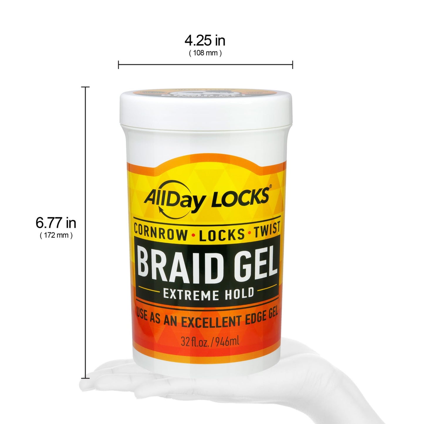 AllDay Locks Braid Gel Extreme Hold - Braiding Gel for Cornrows, Locks, & Twisting, Moisturizing Edge Control for Women and Men, Natural Formula