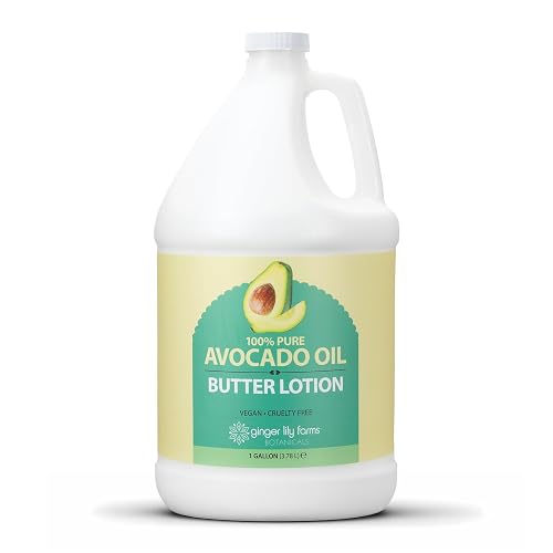 Ginger Lily Farms Botanicals 100% Pure Avocado Oil Butter Lotion for Dry Skin, 100% Vegan & Cruelty-Free, 1 Gallon (128 Fl Oz) Refill
