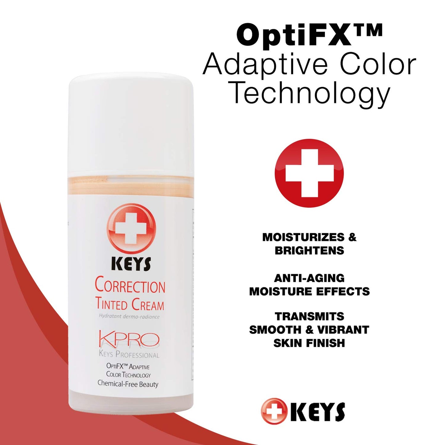 Keys Care KPRO Hydrating Tinted Correction Cream with OptiFX Adaptive Color Technology | Moisturize, Smooth, and Fill Fine Lines| 100% All-Natural