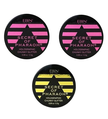 Chunky Glitter - Secret of Pharaoh Holographic Chunky Glitter - Pink Passion and Gold Empire by EBIN NEW YORK Bundle - Shimmering, Iridescent