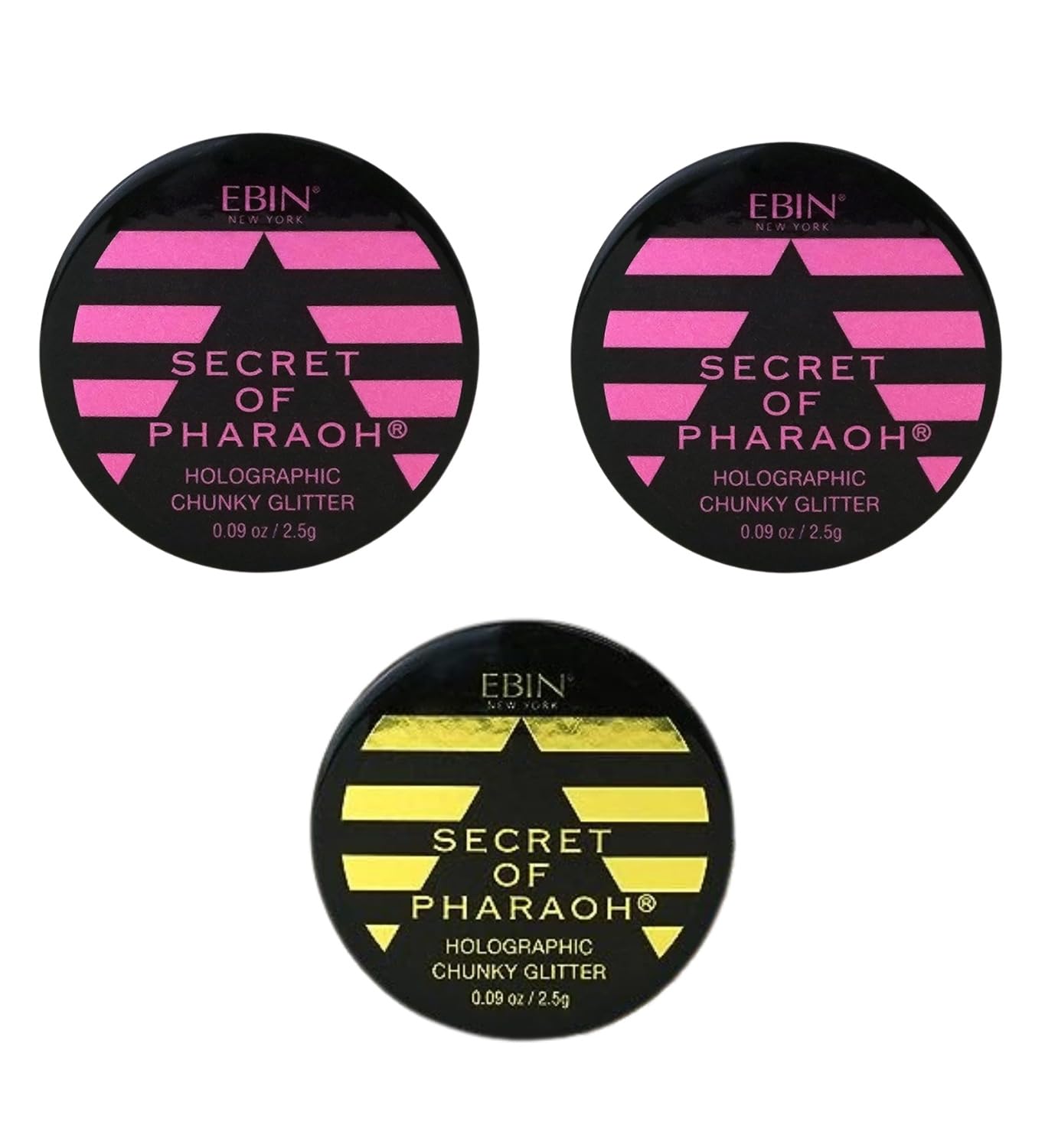 Chunky Glitter - Secret of Pharaoh Holographic Chunky Glitter - Pink Passion and Gold Empire by EBIN NEW YORK Bundle - Shimmering, Iridescent
