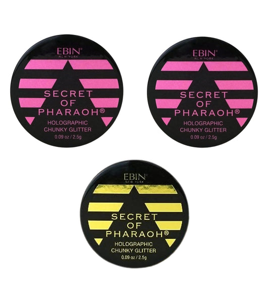 Chunky Glitter - Secret of Pharaoh Holographic Chunky Glitter - Pink Passion and Gold Empire by EBIN NEW YORK Bundle - Shimmering, Iridescent Beauty & Personal Care EBIN NEW YORK