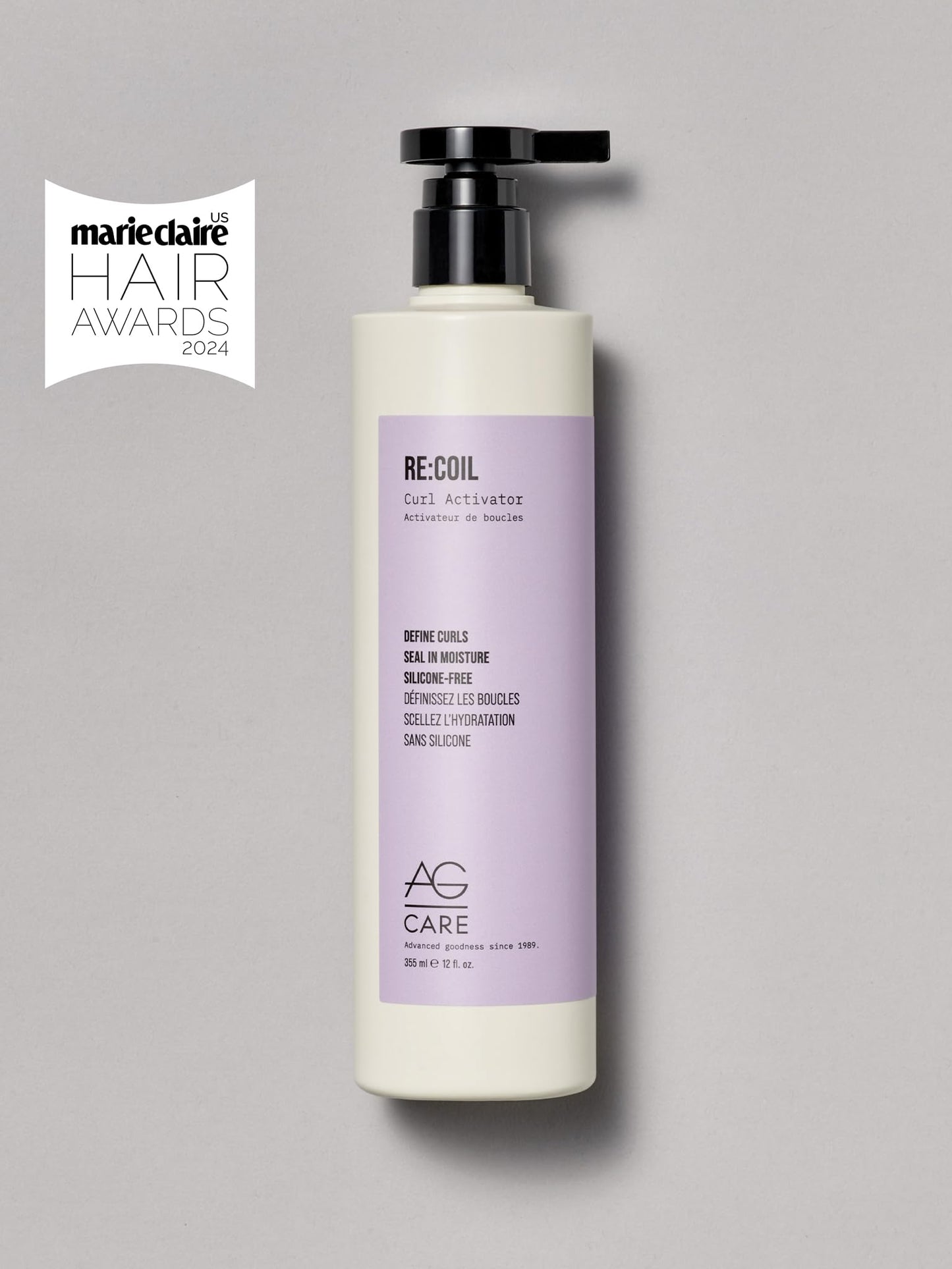 AG Care Re:Coil Curl Activator Curl Cream Award-Winning Curl Creating Complex - Ultra-Nourishing Curly Hair Cream for Defined, Healthy Curls, 12 Fl Oz