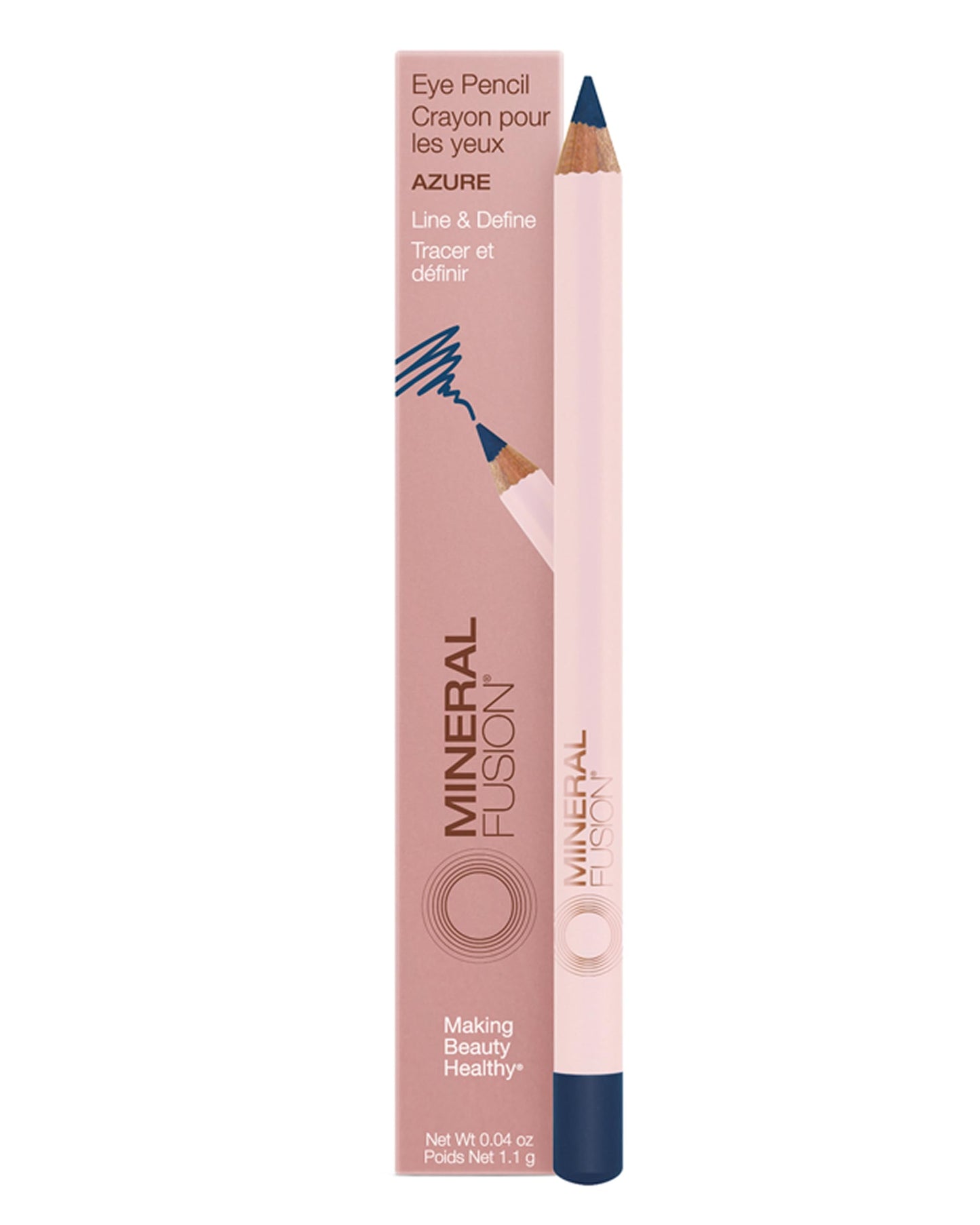 Mineral Fusion Eye Pencil (Navy Blue - Azure) - Eyeliner with Soothing Chamomile, Meadowfoam & Vitamin E - Smooth & Long Lasting, Hypoallergenic