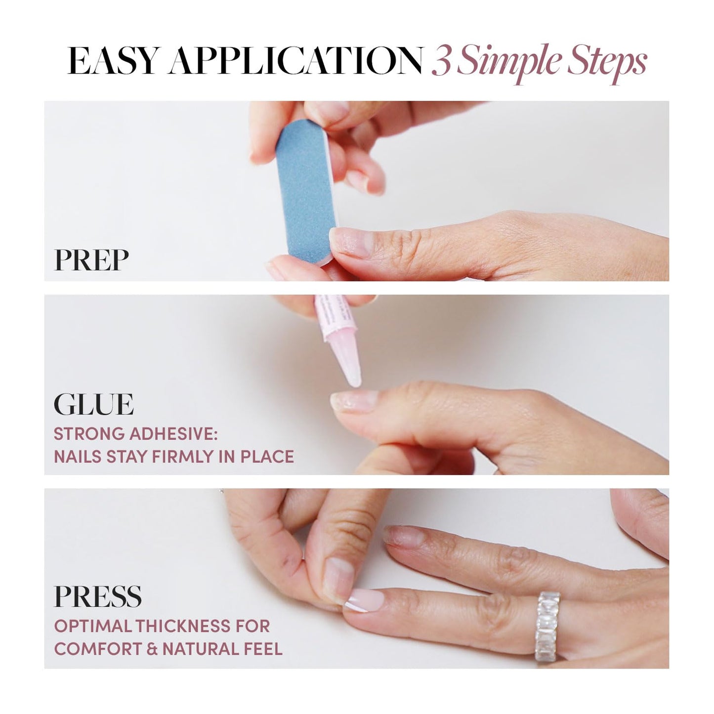Glamnetic Press On Nails - Pure Intentions | Glossy, Semi-Transparent, Short Round Nails, Salon Quality | 12 Sizes - 30 Nail Kit with Glue