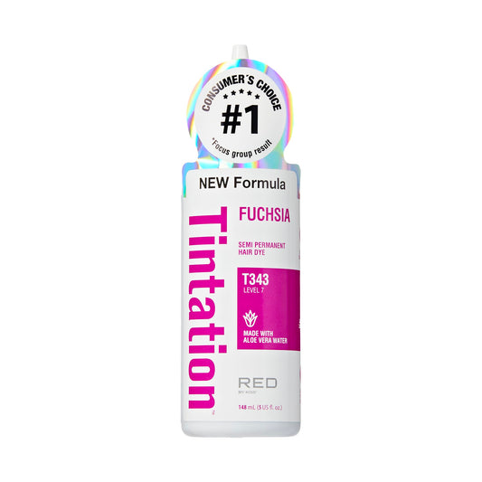 Red by Kiss Tintation Semi-Permanent Hair Color, Aloe Vera Water Based, Argan Oil, Olive Oil, Collagen & Keratin, Long-Lasting Color Dye (Fuchsia, 5