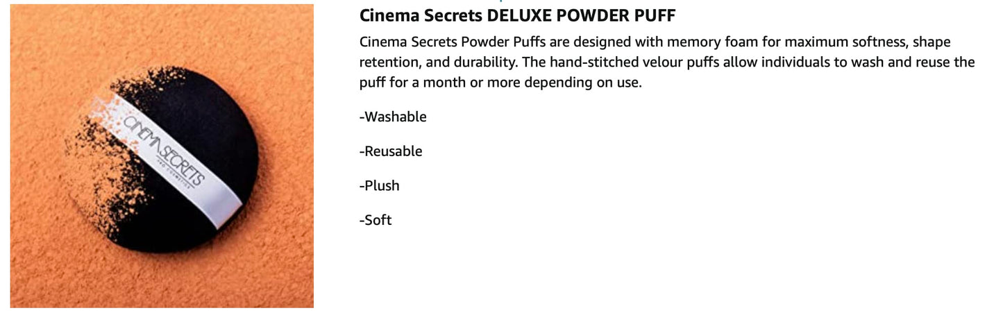 Cinema Secrets Deluxe Powder Puff With Strap, Black, 2 Count