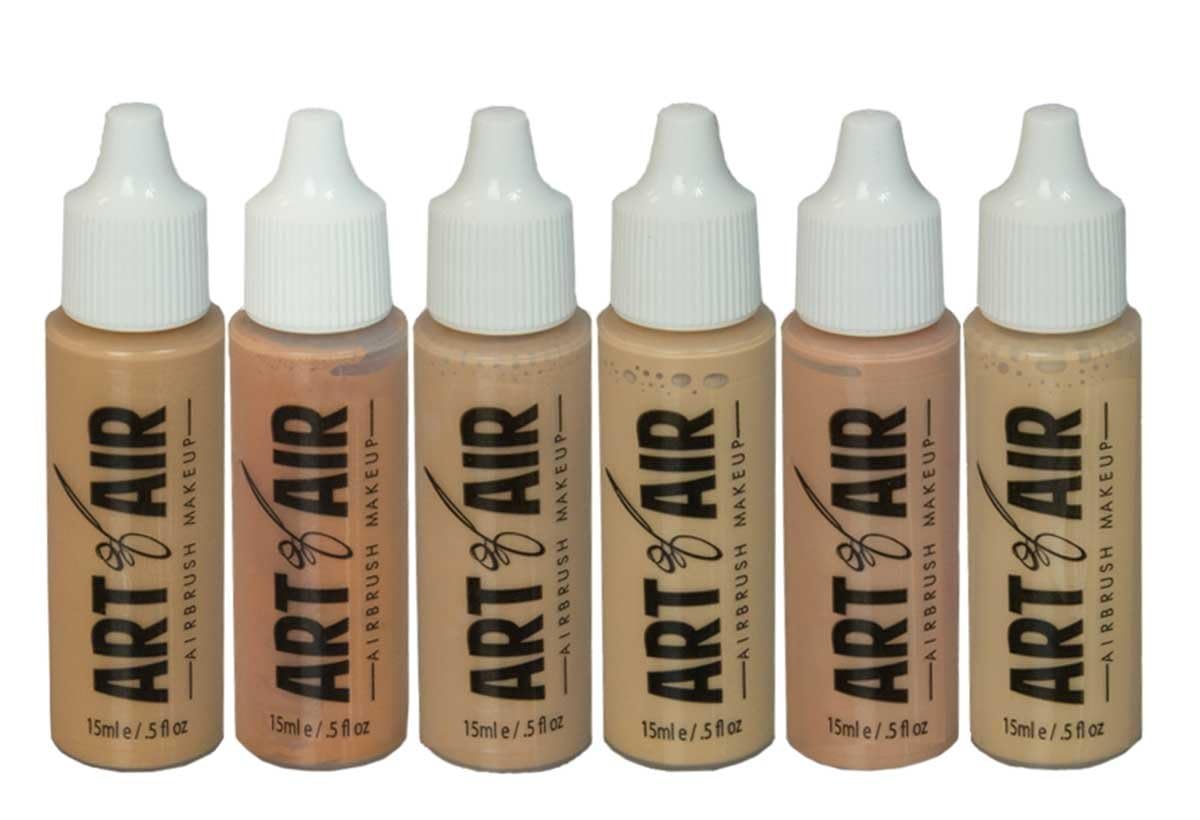 Art of Air Professional Airbrush Cosmetic Makeup System/Fair to Medium Shades 6pc Foundation Set with Blush, Bronzer, Shimmer and Primer Makeup