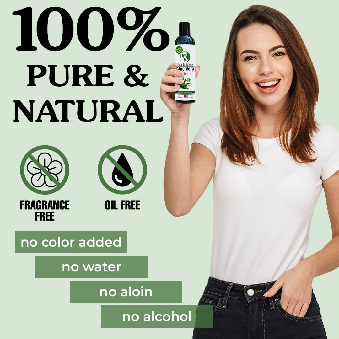 Earth's Daughter Organic Aloe Vera Gel from Fresh Cut 100% Pure Organic Aloe leaves - Fast Absorbing for Face, Skin, Hair & Body - Vegan, Unscented