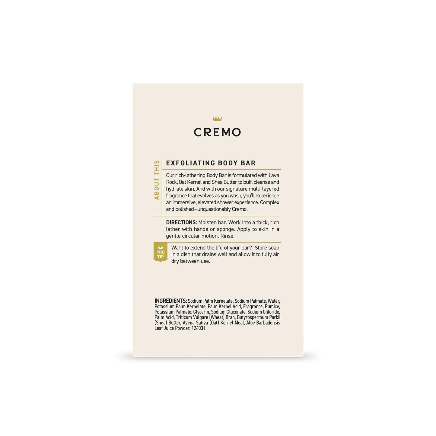 Cremo Exfoliating Body Bar for Men, Italian Bergamot Scent, Multi-Layered Fragrance That Buffs, Cleanses and Hydrates Skin, 5oz Beauty & Personal Care Cremo