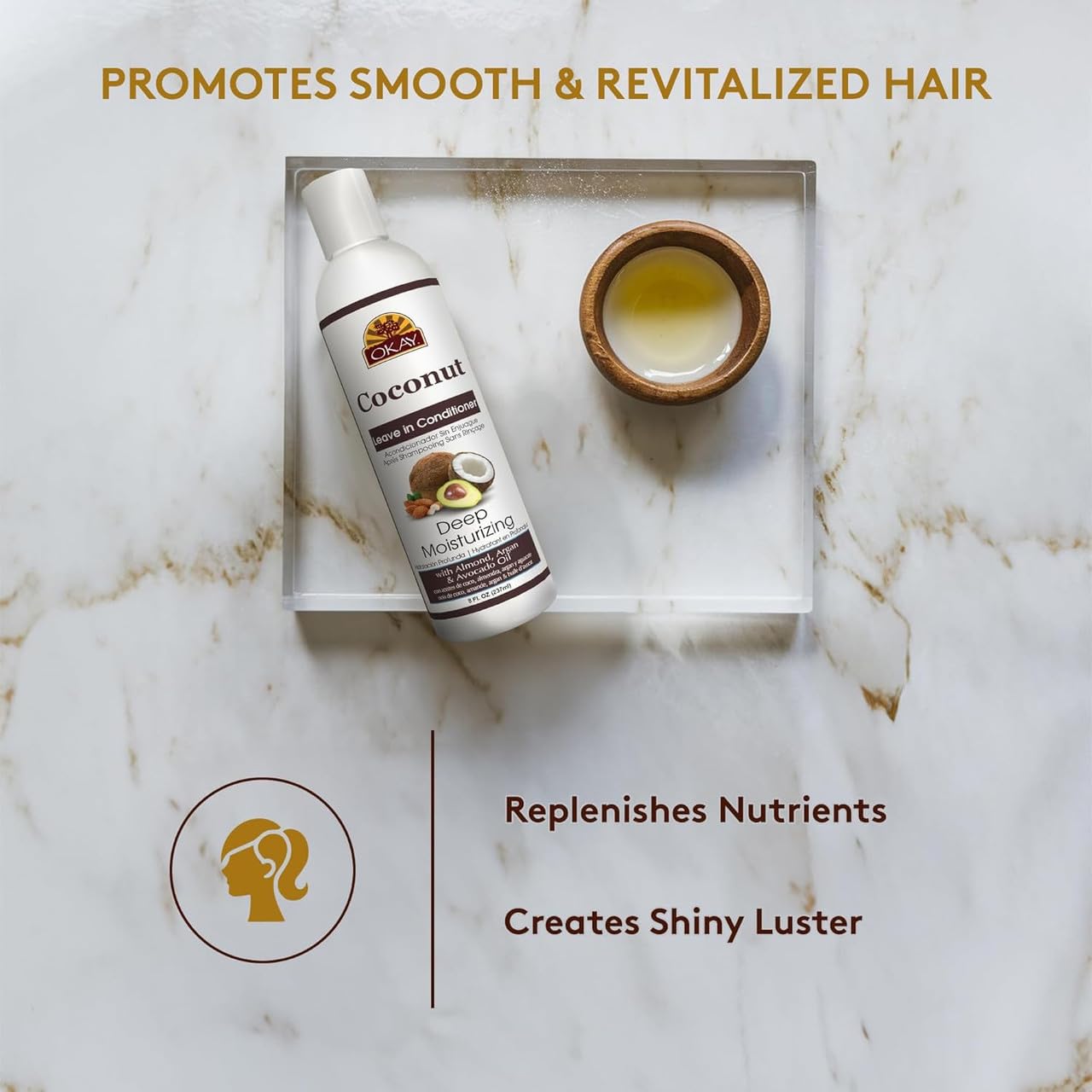 OKAY Coconut Leave In Conditioner - Hair Moisturizer For Women And Men, Contains Castor Seed Oil, Natural Hair Product For Hair Growth, Curly Hair