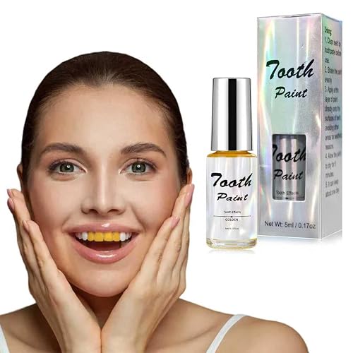 Gold Tooth Paint, Temporary Gold Out Tooth Makeup, Quick Dry & Realistic, No Streak, Perfect for Creating Golden Teeth SFX & Pirate Teeth Makeup