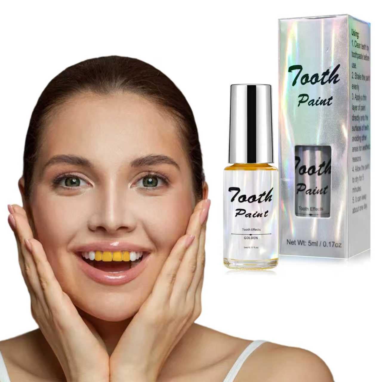 Gold Tooth Paint, Temporary Gold Out Tooth Makeup, Quick Dry & Realistic, No Streak, Perfect for Creating Golden Teeth SFX & Pirate Teeth Makeup