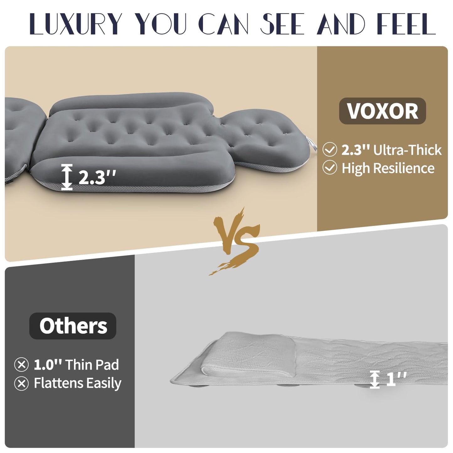 Full Body Bath Pillow for Bathtub, Thick Bathtub Cushion, Luxury Tub Pillow for Bath for Headrest Neck and Back Support Gray 51" x 16" Beauty and Personal Care VOXOR
