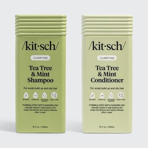Kitsch Tea Tree & Mint Shampoo & Conditioner Set for Women & Men - Clarifying Hair Care for Oily Hair & Scalp Buildup - Lightweight Balance