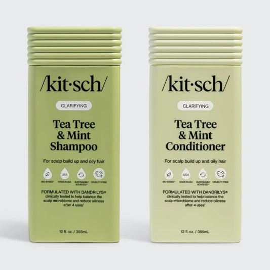 Kitsch Tea Tree & Mint Shampoo & Conditioner Set for Women & Men - Clarifying Hair Care for Oily Hair & Scalp Buildup - Lightweight Balance