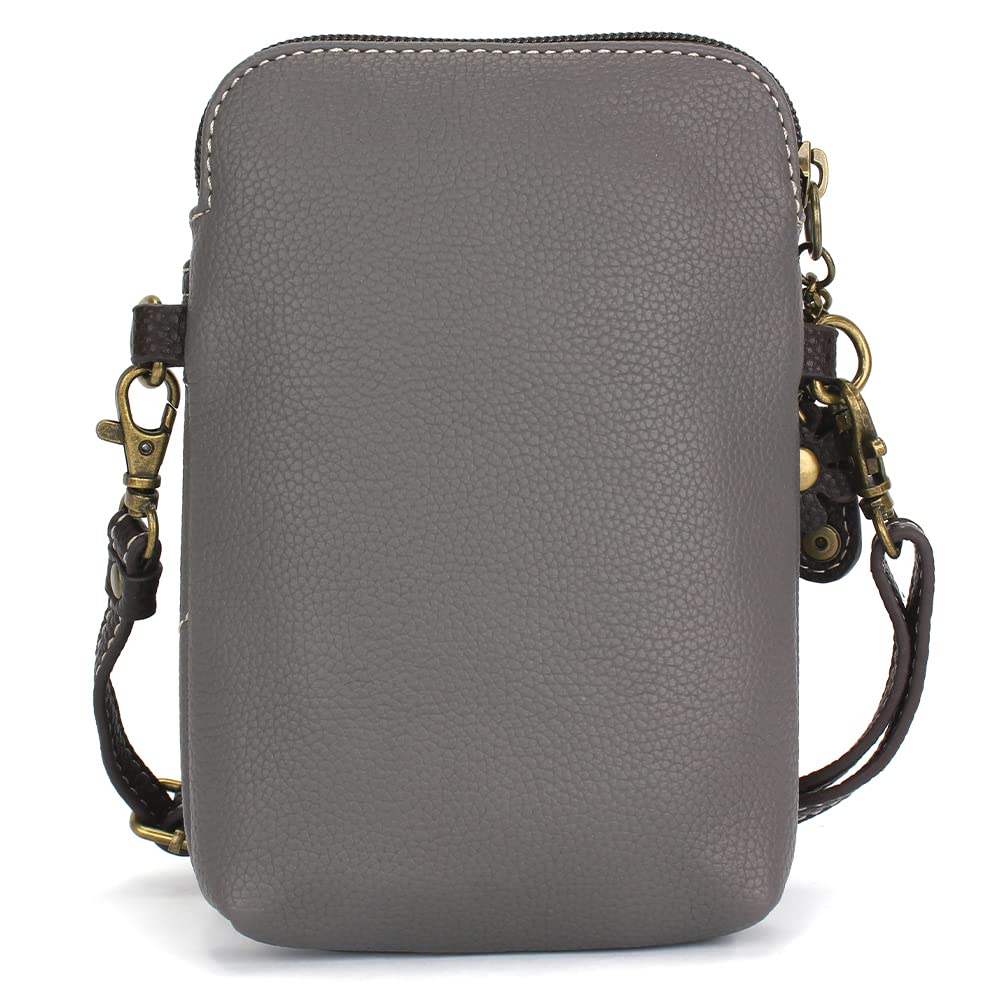 CHALA Adventure Collection Cell Phone Crossbody Purse-Women PU Leather/Canvas Multicolor Handbag with Adjustable Strap - Camper - gray