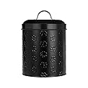 Amici Pet Puppy Paws Black Metal Canister with Embossed Paw Design - Large 140 oz Airtight Food Storage Jar for Wet or Dry Pet Foods - (8" H x 6" W)…