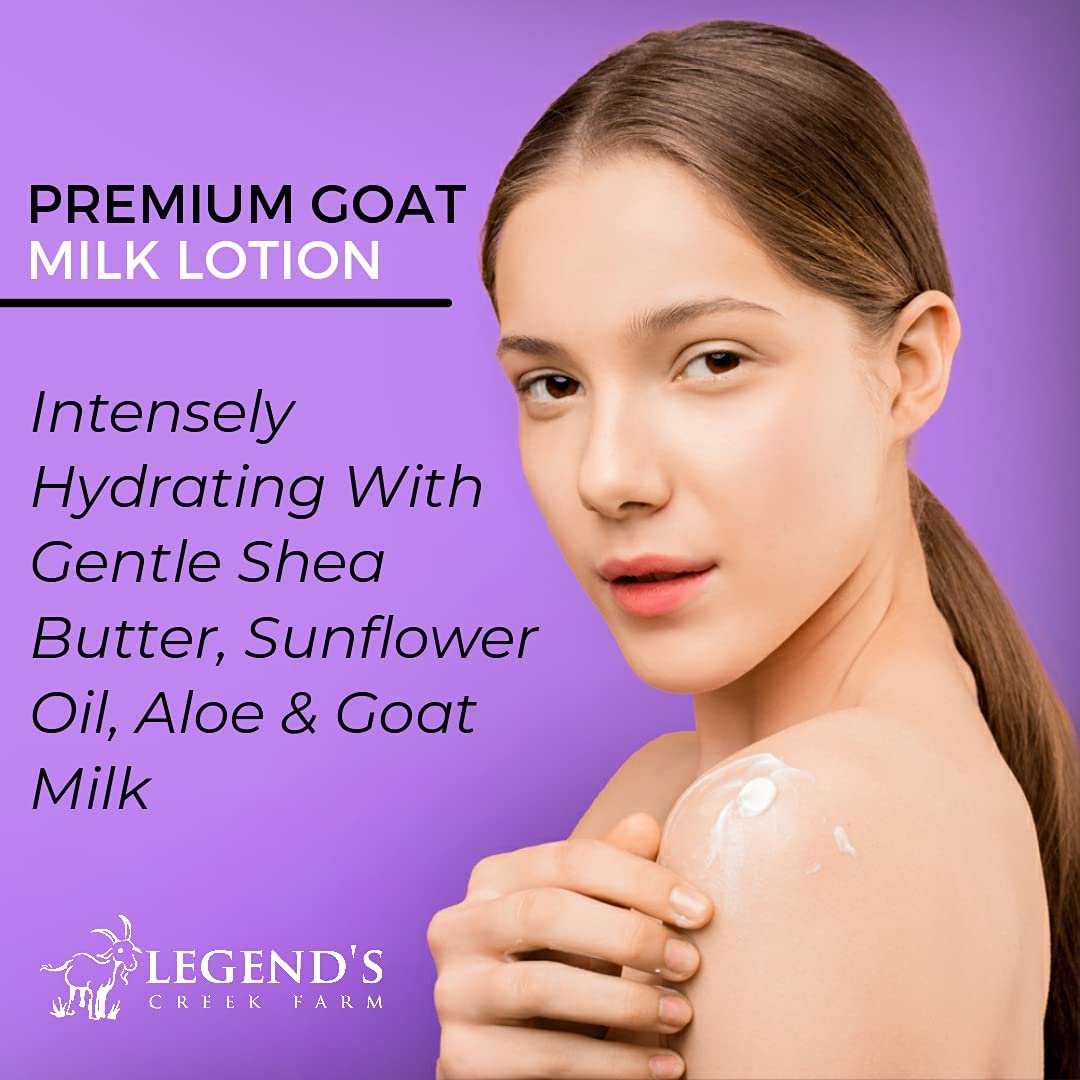 Legend's Creek Farm Goat Milk Lotion - Moisturizing Goat Milk Body Lotion for Body, Hand & Face - 9 oz Body Moisturizer with Shea Butter, Sunflower