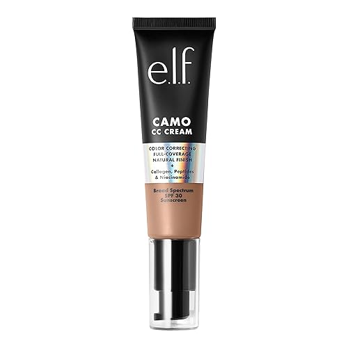 e.l.f. Camo CC Cream, SPF 30 Color-Correcting Medium-To-Full Coverage Face Foundation, Delivers An Airbrushed Finish, Vegan & Cruelty-Free, Tan 415 C
