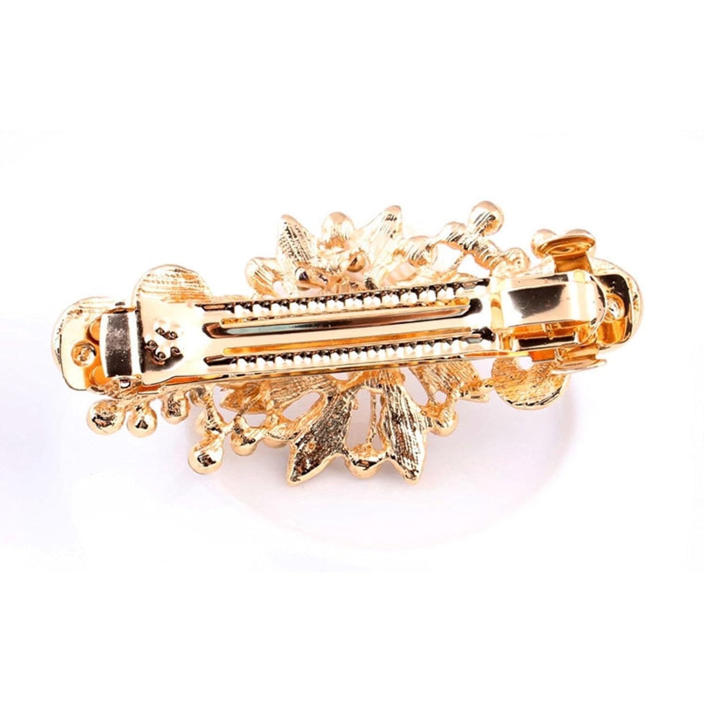 NYKKOLA Women's Multilayered Peacock Shaped Rhinestone French Barrette Hair Clip Black