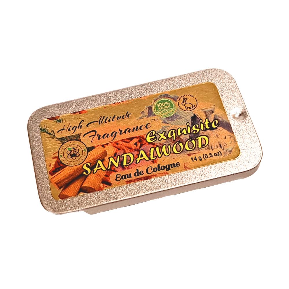 Exquisite SANDALWOOD Perfume - Eau de Cologne - Solid Balm - Aromatherapy Essential Oils (Santalum Album, Spruce, Amber, Palo Santo, Saffron, Wood)