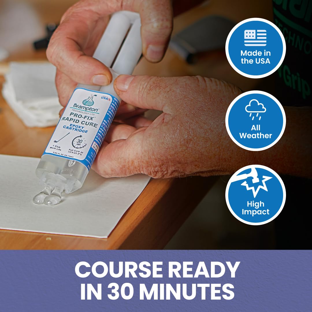 Brampton PRO-FIX Rapid Cure Golf Epoxy, 3-Min Work Life, 30-Min Repair, Impact Resistant, 2-Part Epoxy Glue Kit for Golf Clubs, Shafts, Heads…