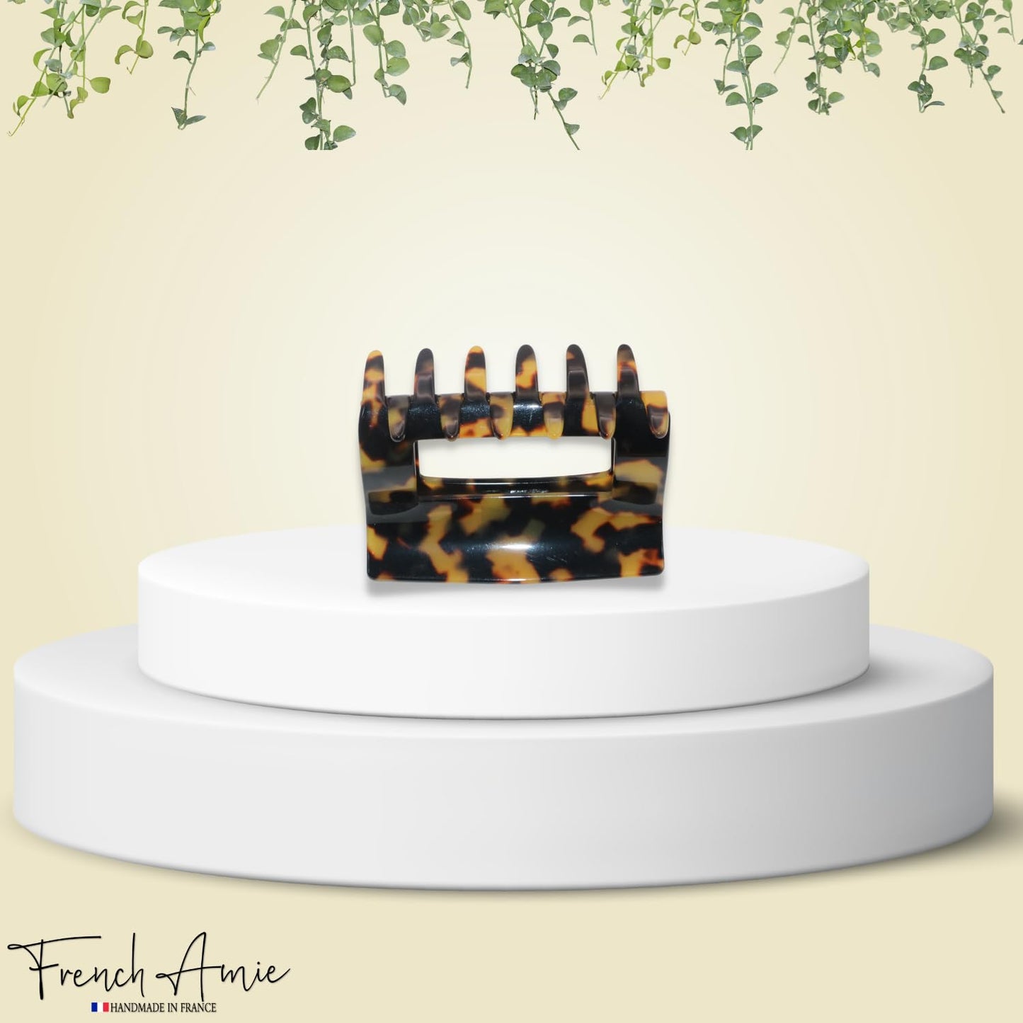 French Amie Geo Large Tokyo 3" Handmade Leopard Celluloid Strong Hold Jaw Hair Claw Clip Clamp Clutcher for Women and Girls, Made in France (Tokyo)