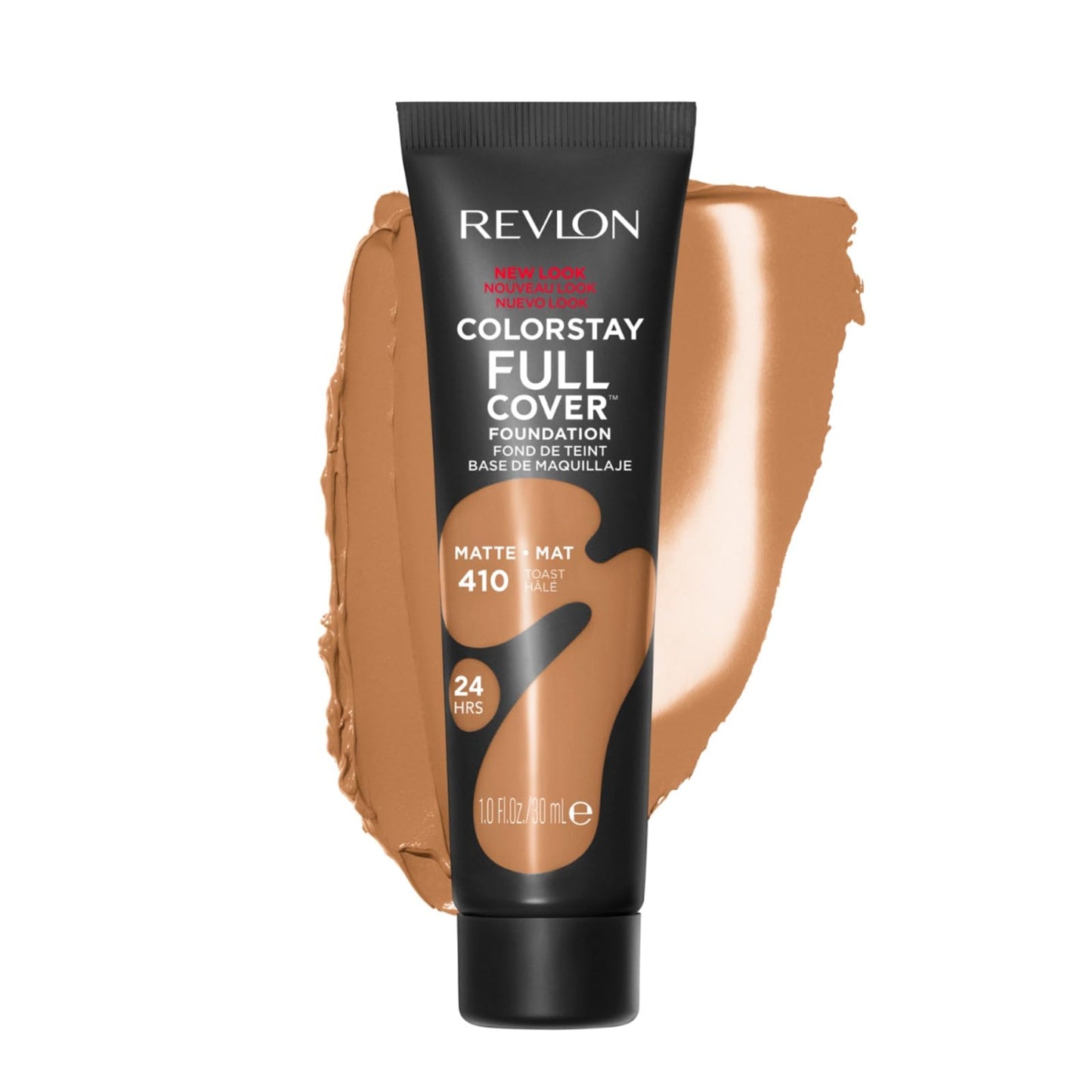 Revlon ColorStay Full Cover Longwear Matte Foundation, Heat & Sweat Resistant Lightweight Face Makeup, Toast (410), 1.0 oz