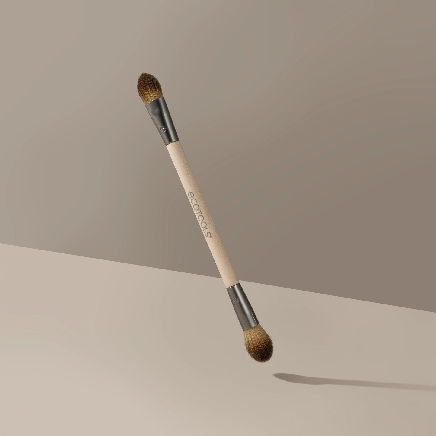 EcoTools Cream & Powder Dual-Ended Eye Brush, Flat & Fluffy Eyeshadow Brush for Packing, Blending & Full Eye Looks, Sustainable Makeup Brush, Vegan