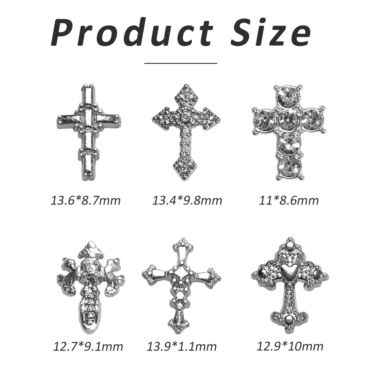 3D Alloy Metal Crystal Cross Nail Charms - 60 Pcs Ideal for Women and Girls' DIY Punk Nail Art, with Rhinestones, Great for Salons & Fashion Events Beauty & Personal Care hongliang