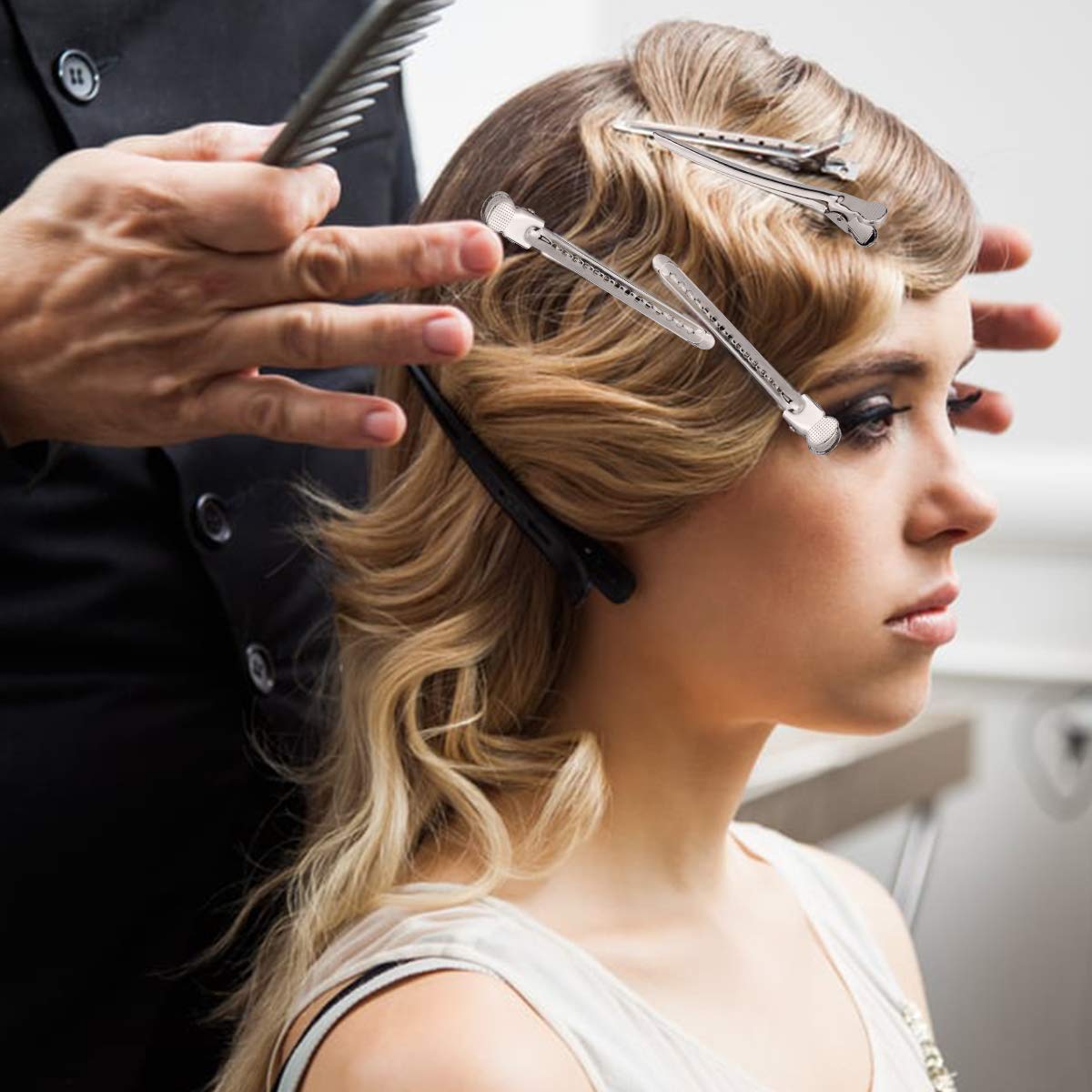 Alligator Hair Clips Metal Duck Bill Hair Clips for Styling - with Holes 3.5 inch Professional Sectioning Clips for Salon and Women Girls Accessories