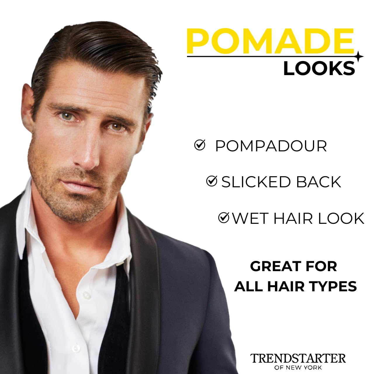 TRENDSTARTER - CLASSIC POMADE (4oz) - Light Hold - High Shine - Water-Based Pomade - All-Day Smooth Wet Look Finish - Non-Crispy Formula - Premium