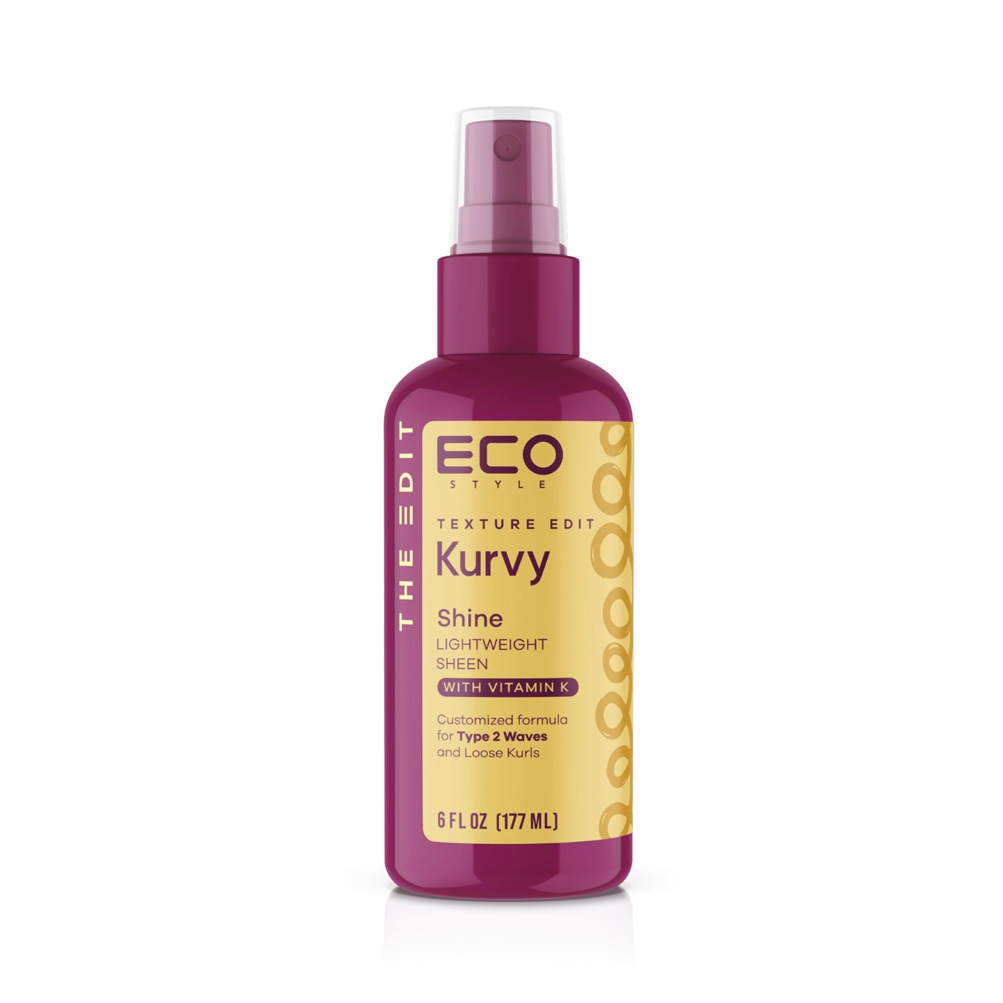 Eco Style, Texture Edit, Kurvy Shine Lightweight Sheen for Type 2a to 2c wavy hair - Finish off any style by adding rich nutrients for a perfectly
