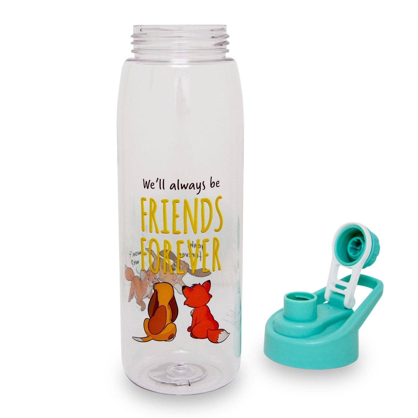 Toynk Disney Fox and the Hound Friends Forever 28-Ounce Water Bottle With Lid | BPA-Free Plastic Sports Jug With Leakproof Screw-Top Lid | Hydration