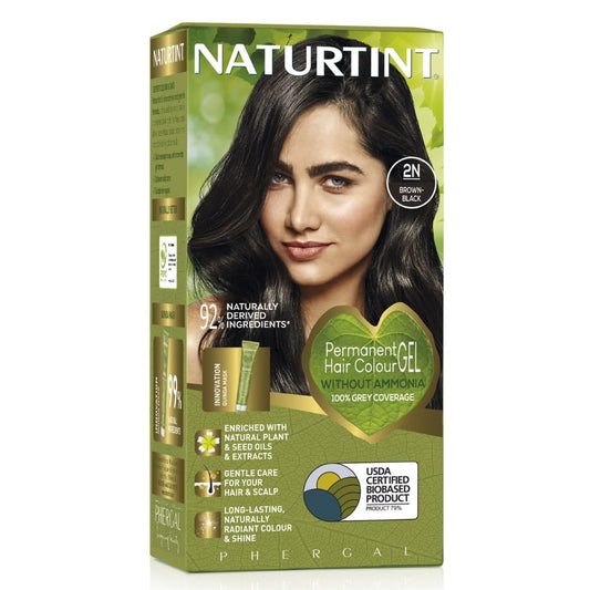 Naturtint 2N Brown Black Permanent Hair Color (Pack of 1), Ammonia Free, Vegan, Cruelty Free, up to 100% Gray Coverage, Long Lasting Results