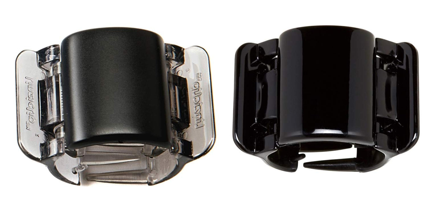 Linziclip Hair Jawclip Midi Black Solid & Black Matte Bundle, 2-pack